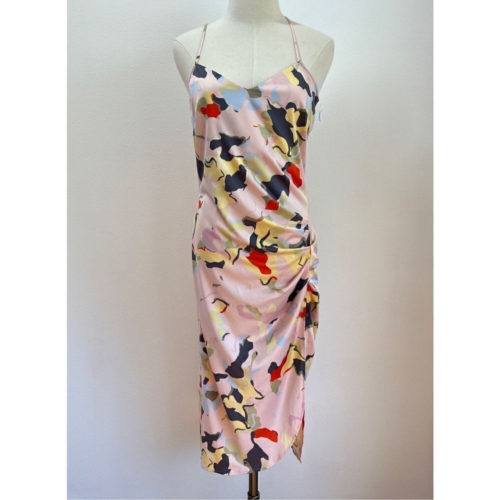 Open Edit Pink Cross Strap Dress - M - Silky Feel